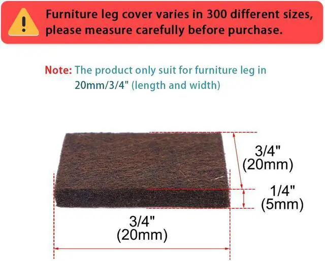 Alt view image 2 of 7 - 12pcs Furniture Felt Pads Square 3/4" Anti-slip Prevent Scratch Pads for Sofa Cabinet Chair Feet Floor Protector Brown