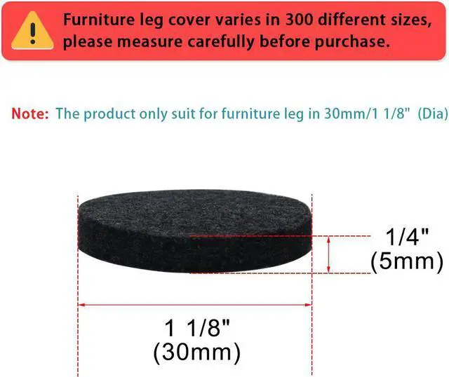 Alt view image 2 of 7 - 50pcs Furniture Felt Pads Round 1 1/8" Self-stick Non-slip Anti-scratch Pads for Sofa Cabinet Chair Feet Floor Protector Black