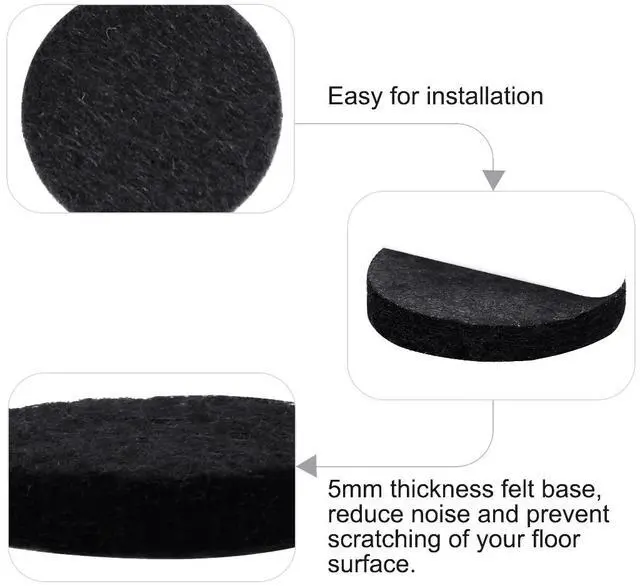 Alt view image 4 of 7 - 50pcs Furniture Felt Pads Round 1 1/8" Self-stick Non-slip Anti-scratch Pads for Sofa Cabinet Chair Feet Floor Protector Black