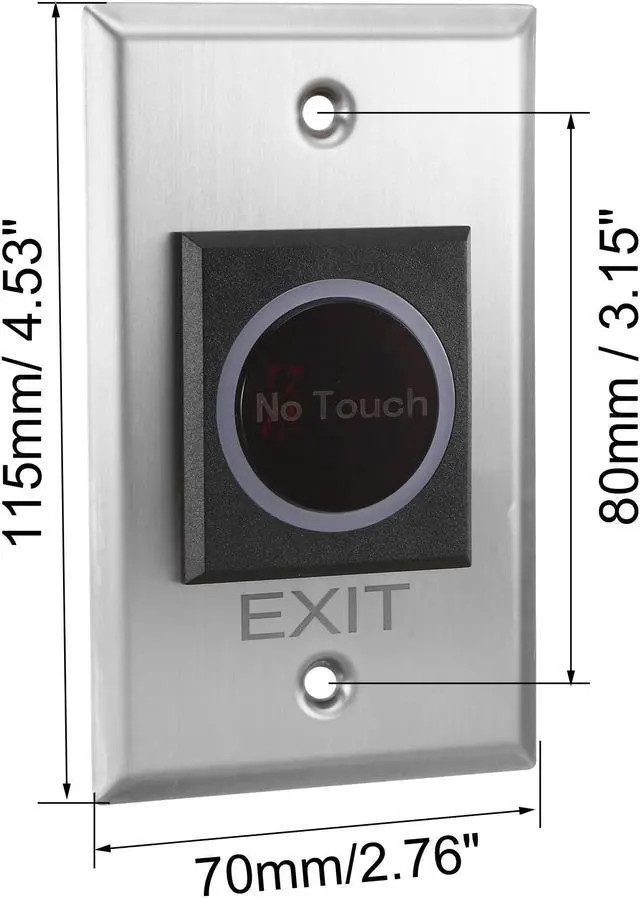 Alt view image 2 of 5 - IR No Touch Door Release Exit Button NO/NC/COM Sensor Switch w LED Indicator for Access Control 115mmx70mm Panel 12V 3A