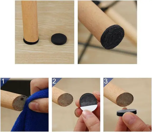 Alt view image 7 of 7 - 50pcs Furniture Felt Pads Round 1 1/8" Self-stick Non-slip Anti-scratch Pads for Sofa Cabinet Chair Feet Floor Protector Black