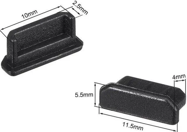 Alt view image 2 of 4 - Silicone Tablet Mini  Male Port Anti-Dust Stopper Cap Cover Black 10pcs