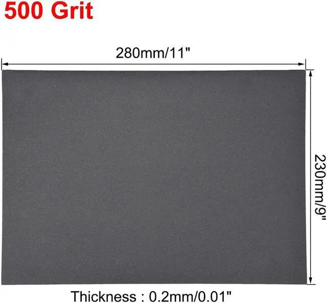 Alt view image 3 of 5 - 500 Grits Wet Dry Sandpaper, 11 x 9" Waterproof Sandpaper Sheets Silicon Carbide 10pcs