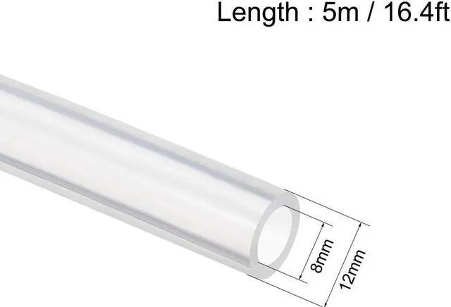Main image of Silicone Tubing 8mm ID X 12mm OD 16.4ft 5m Flexible Silicon Rubber Tube Air Hose Pipe for Pump Transfer Clear