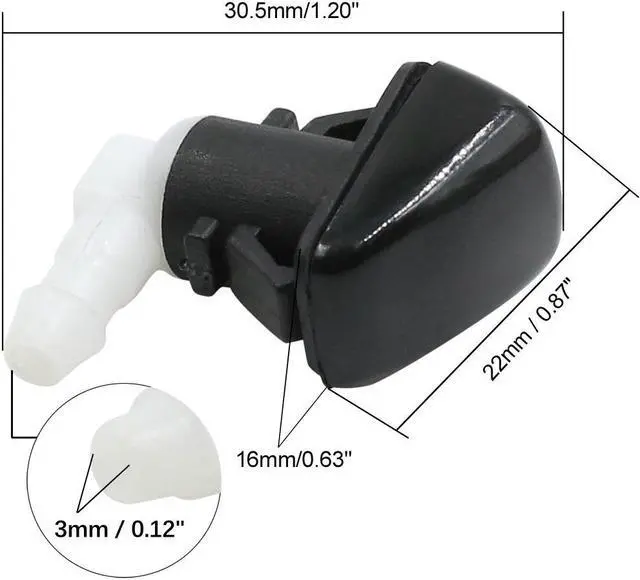 Alt view image 5 of 5 - Universal Windshield Washer Nozzle Cleaning Sprayer for Car 30.5 x 22mm