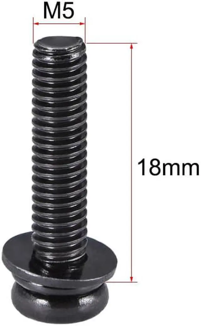 Alt view image 2 of 2 - M5 x 18mm Carbon Steel Phillips Pan Head Machine Screws Bolts Combine with Spring Washer and Plain Washers 20pcs