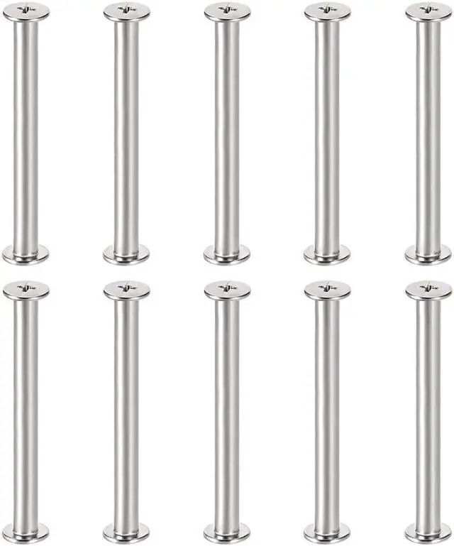 Main image of M4x45mm Round Cross Head Screw Post Binding Leather Fastener, Nickel Plated, 10 Sets