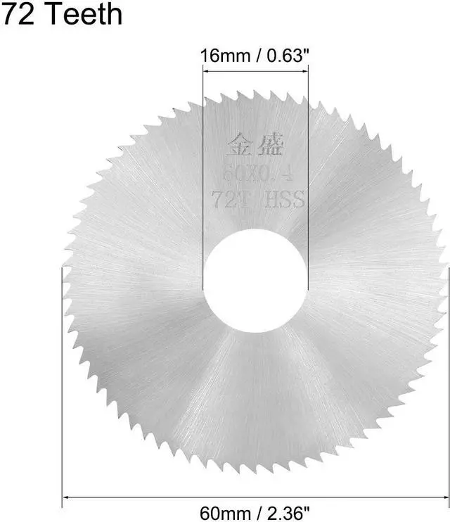 Alt view image 2 of 3 - Circular Saw Blades 60x16x0.4mm 72 Teeth HSS Disc Cutting Blade for Wood Metal