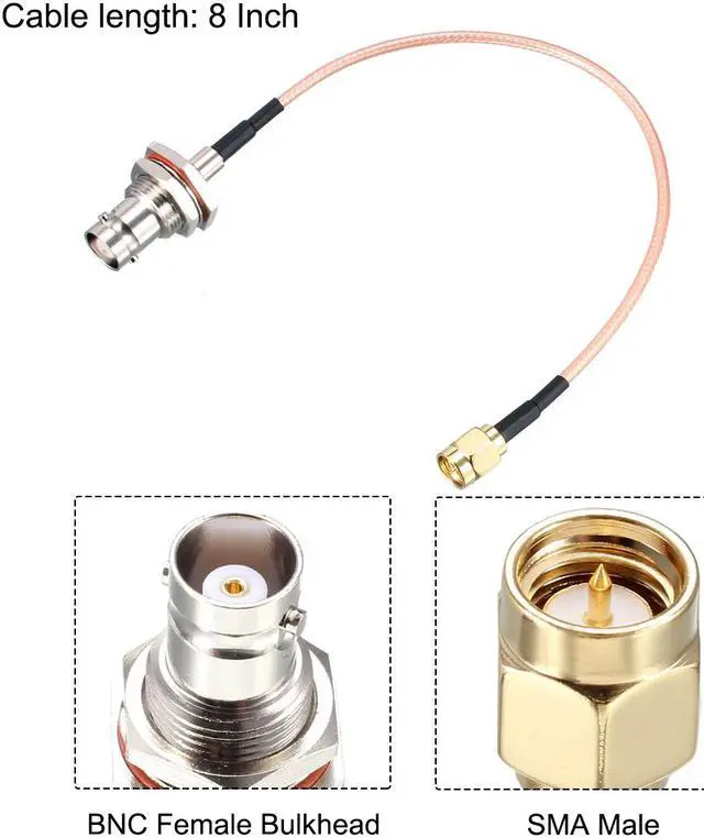 Alt view image 2 of 4 - SMA Male to BNC Female Bulkhead RF Coaxial Cable RG316 Coax Cable 8 Inch 2pcs