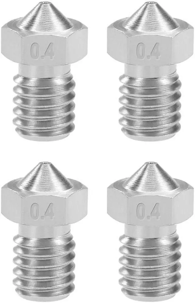 Main image of 0.4mm 3D Printer Nozzle Head M6 Thread Replacement for V5 V6 1.75mm Extruder Print, Stainless Steel 4pcs
