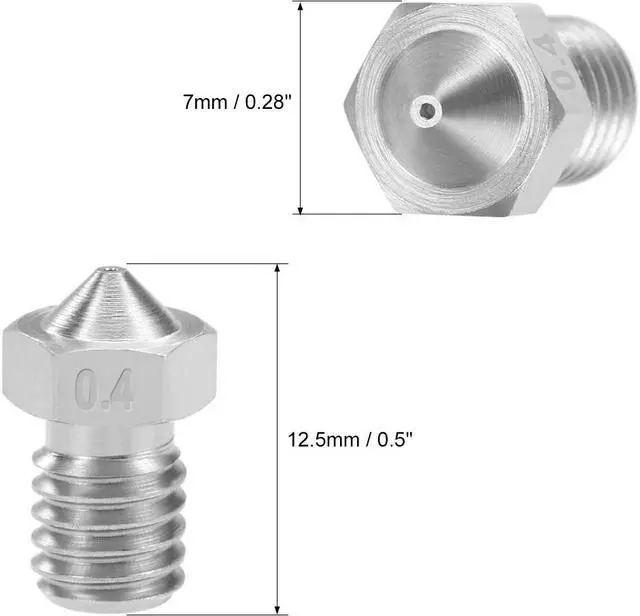 Alt view image 2 of 3 - 0.4mm 3D Printer Nozzle Head M6 Thread Replacement for V5 V6 1.75mm Extruder Print, Stainless Steel 4pcs
