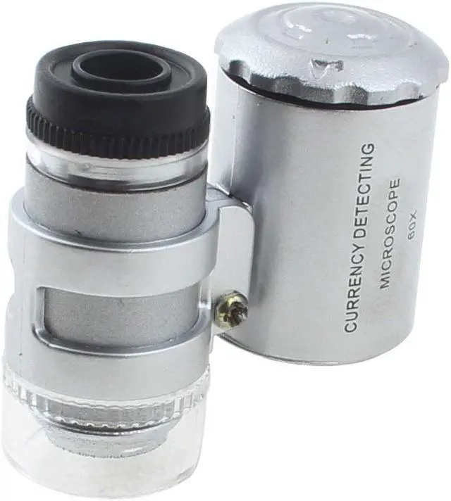 Main image of LED Light Currency Detecting Jeweler Magnifier Pocket Loupe Microscope 60X