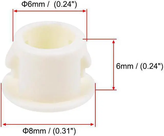 Alt view image 4 of 4 - Hole Plugs White Plastic 6mm(1/4-inch) Snap in Locking Hole Tube Fastener Cover Flush Type Panel Plugs 50 Pcs