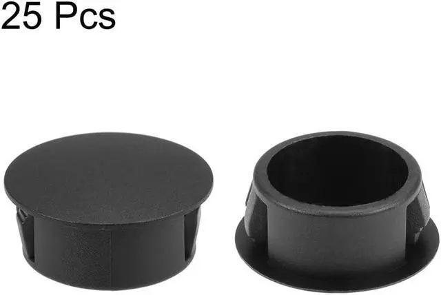 Alt view image 2 of 3 - Hole Plugs Black Plastic 22mm(7/8-inch) Snap in Locking Hole Tube Fastener Cover Flush Type Panel Plugs 25 Pcs