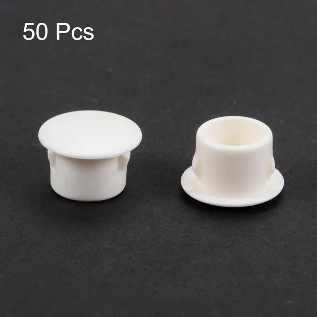Alt view image 2 of 3 - Hole Plugs White Plastic 13mm(1/2-inch) Snap in Locking Hole Tube Fastener Cover Flush Type Panel Plugs 50 Pcs