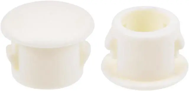 Alt view image 2 of 4 - Hole Plugs White Plastic 6mm(1/4-inch) Snap in Locking Hole Tube Fastener Cover Flush Type Panel Plugs 50 Pcs