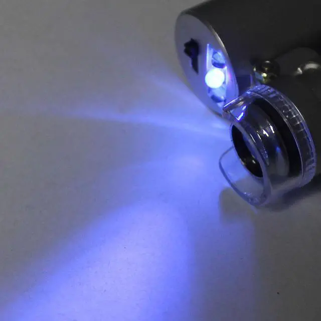 Alt view image 6 of 7 - LED Light Currency Detecting Jeweler Magnifier Pocket Loupe Microscope 60X