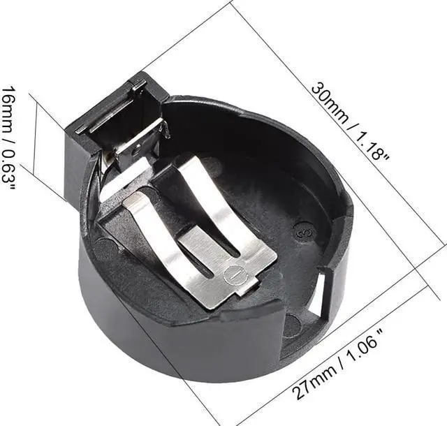 Alt view image 2 of 4 - 2 Pcs CR2477 Horizontal Coin Button Battery Holder Black Container Case