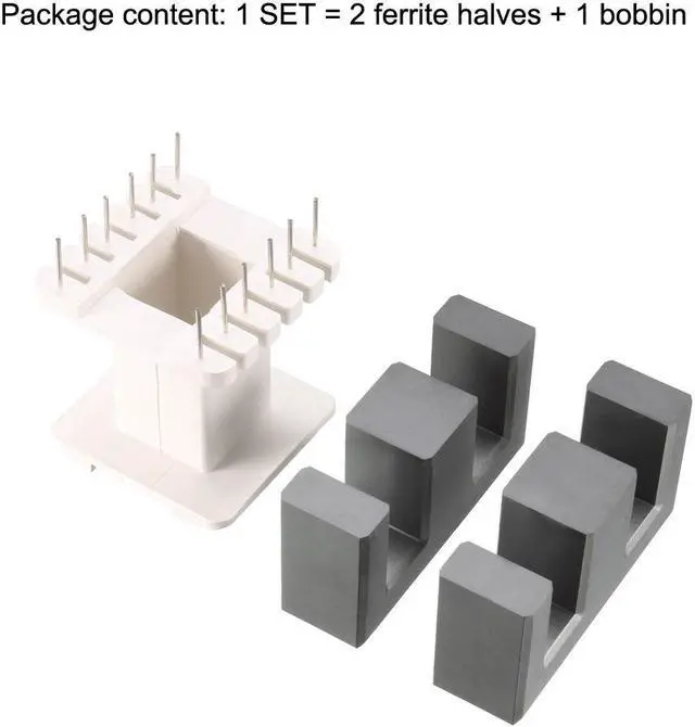 Alt view image 3 of 4 - EE65A 6 with 6pin Transformer Bobbin PC40 Ferrite Core Vertical 2 Ferrite Halves and 1 Bobbin