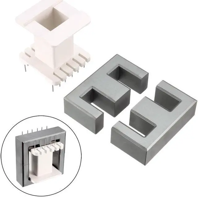 Alt view image 2 of 4 - EE65A 6 with 6pin Transformer Bobbin PC40 Ferrite Core Vertical 2 Ferrite Halves and 1 Bobbin