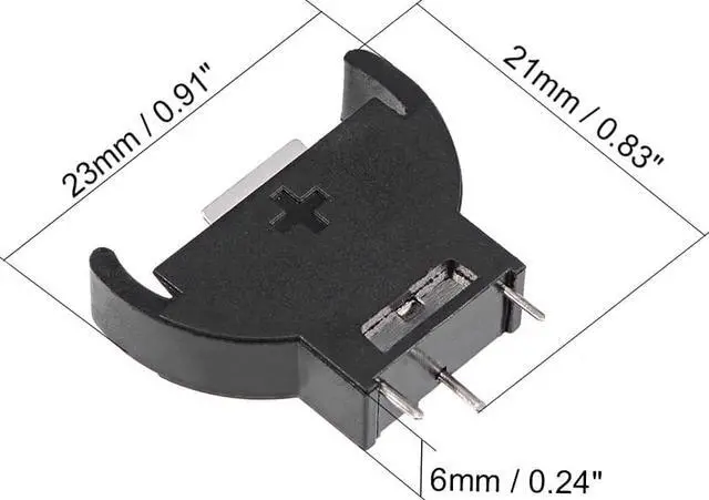 Alt view image 2 of 4 - 30Pcs 3 Terminals Vertical Coin Button Cell Battery Sockets Black for CR2032