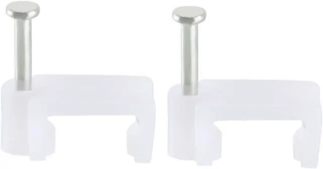 Alt view image 2 of 3 - 200pcs Flat Cable Clip Nail Coaxial Tacks Wire Clips 12mm White