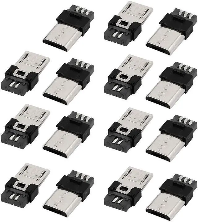 Main image of DIY Mini USB 5 Terminal Type Male Connector Silver Tone 15pcs