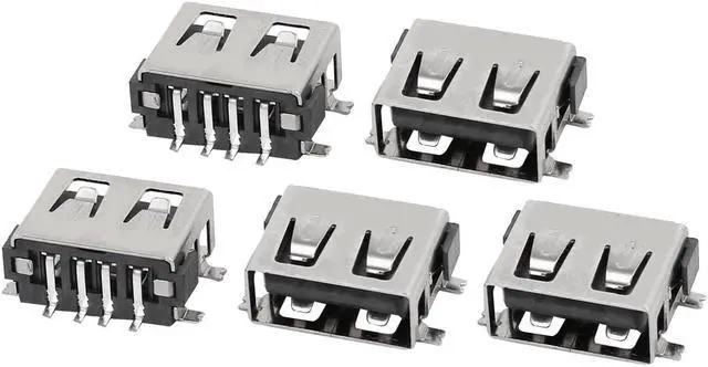 Main image of USB Female Type-A 2.0 Jack 4-Terminal 180 Degree PCB Socket Connector 5pcs