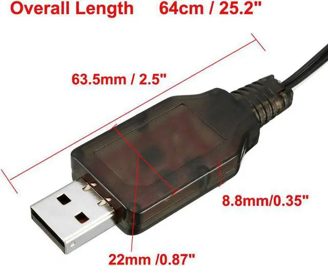Alt view image 2 of 3 - 2pcs L6.2-2P USB Power Charging Cable for RC Car 6 V 250mA Ni-MH Ni-CD Battery