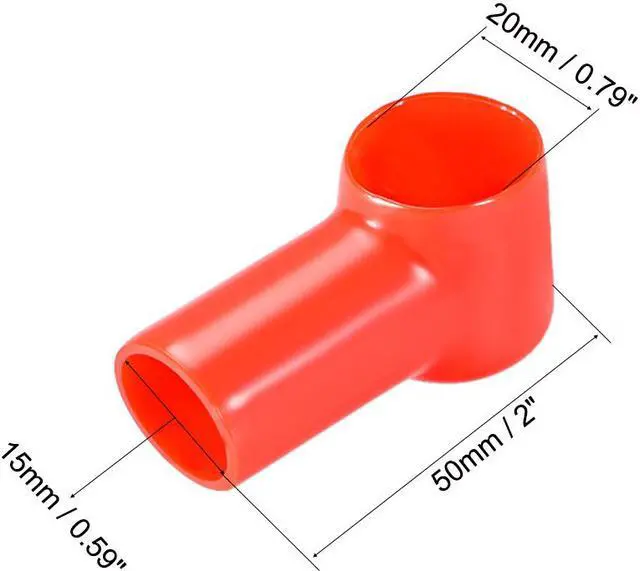 Alt view image 2 of 2 - Battery Terminal Insulating Rubber Protector Covers for 20mm Terminal 15mm Cable Red Black 1 Pair