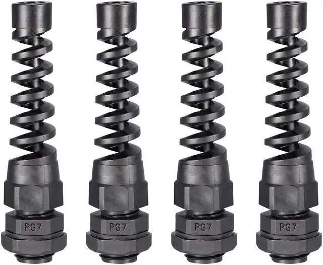 Main image of 4Pcs PG7 Cable Gland Black Waterproof Plastic Joint with Strain Relief for 3mm-6.5mm Dia Wire