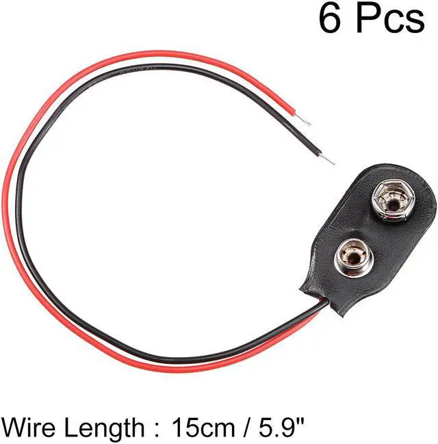 Alt view image 2 of 3 - 6pcs DC 9V Battery Clip I-Type Soft Buckle Connector Lead Wire 15cm Long