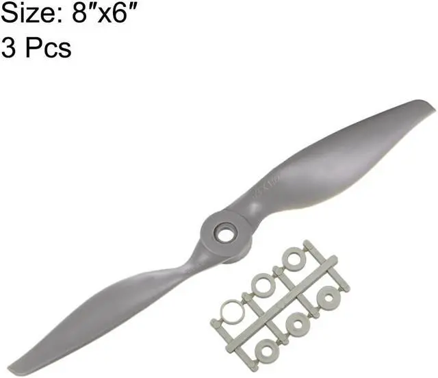 Alt view image 2 of 4 - RC Propellers CW 8x6 Inch 2-Vane for Airplane Gray 3Pcs with Adapter Rings