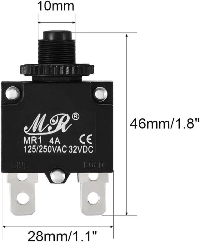 Alt view image 3 of 3 - 2Pcs Thermal Overload Protector AC 125/250V 4A Push Button Reset Circuit Breaker