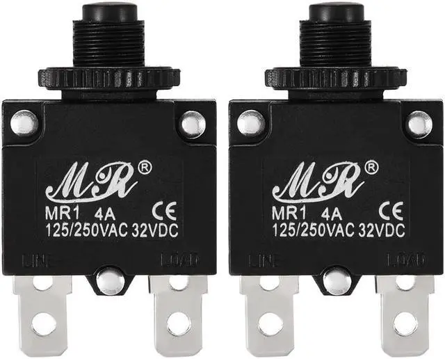 Main image of 2Pcs Thermal Overload Protector AC 125/250V 4A Push Button Reset Circuit Breaker