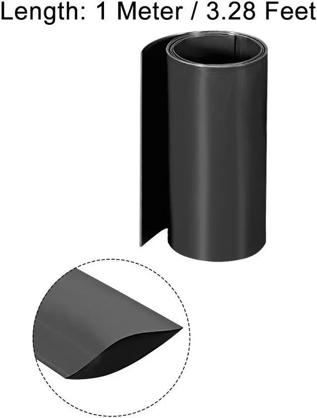 Alt view image 3 of 4 - Heat Shrink Tube 115mm Flat Width Wrap for Dual Layer 18650 1 Meter Black