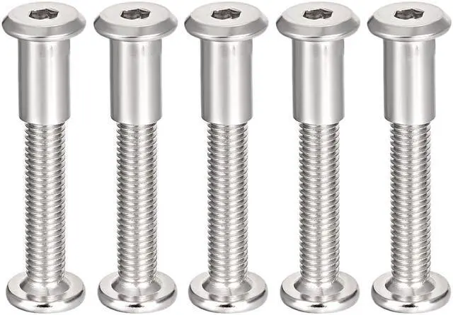 Main image of Hex Socket Screw Post Binding Leather Fastener, M8x50mm, Carbon Steel Nickel Plated, 5 Sets