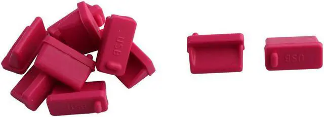 Main image of 10 PCS Silicone Cellphone PC Female USB Port Cover Cap Anti Dust Protector Red