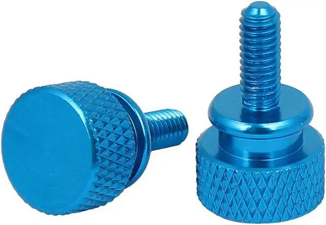 Alt view image 2 of 3 - Computer PC Case Shoulder Type Knurled Thumb Screw Sky Blue M4x10mm 10pcs