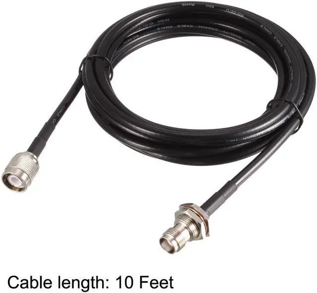 Alt view image 4 of 4 - RG58 RF Coaxial Cable TNC Male to TNC Female Pigtail Jumper Cable 10 Feet