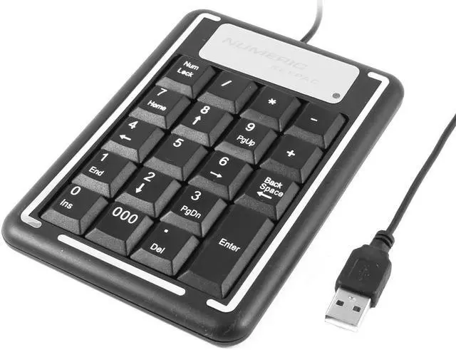 Main image of Unique Bargains USB 2.0 19 Keys Numeric Number Keypad Keyboard Black for Laptop