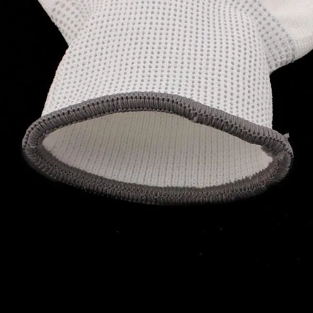 Alt view image 3 of 5 - 5 Pair 13 Needles Nylon Labor Protection Anti-static Non-slip Gloves Gray White