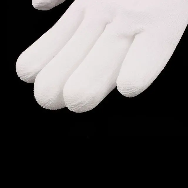 Alt view image 4 of 5 - 5 Pair 13 Needles Nylon Labor Protection Anti-static Non-slip Gloves Gray White