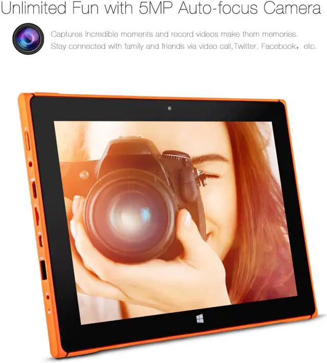 Alt view image 4 of 7 - iRULU Walknbook 10.1 Inch PC - 32GB Hybrid Laptop, 2-In-1 Tablet, Microsoft Windows 10 OS, Quad Core, IPS Display, Detachable Keyboard With Stand (Orange)