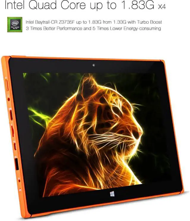 Alt view image 2 of 7 - iRULU Walknbook 10.1 Inch PC - 32GB Hybrid Laptop, 2-In-1 Tablet, Microsoft Windows 10 OS, Quad Core, IPS Display, Detachable Keyboard With Stand (Orange)