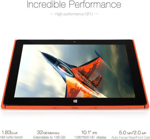 Alt view image 3 of 7 - iRULU Walknbook 10.1 Inch PC - 32GB Hybrid Laptop, 2-In-1 Tablet, Microsoft Windows 10 OS, Quad Core, IPS Display, Detachable Keyboard With Stand (Orange)