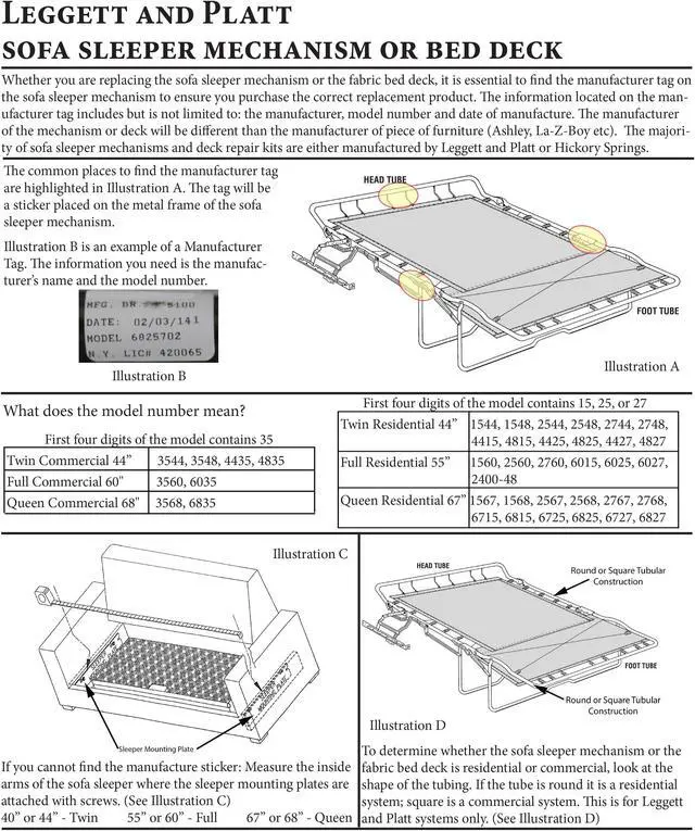 Alt view image 5 of 5 - Sofa Sleeper Pull Out Couch Bed Deck Repair Kit, Full Commercial 60" for models 3560 and 6035