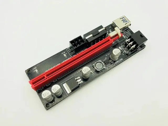 Alt view image 5 of 6 - Amify PCI Express PCIE PCI E 009S Molex 6pin Power Supply Adapter SATA to USB 3.0 Cable 1x to 16X Riser Card for Miner Mining