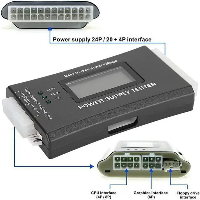 Alt view image 3 of 4 - Digital LCD PC Computer Power Supply Tester 20/24 Pin 4 PSU ATX SATA HDD Testers