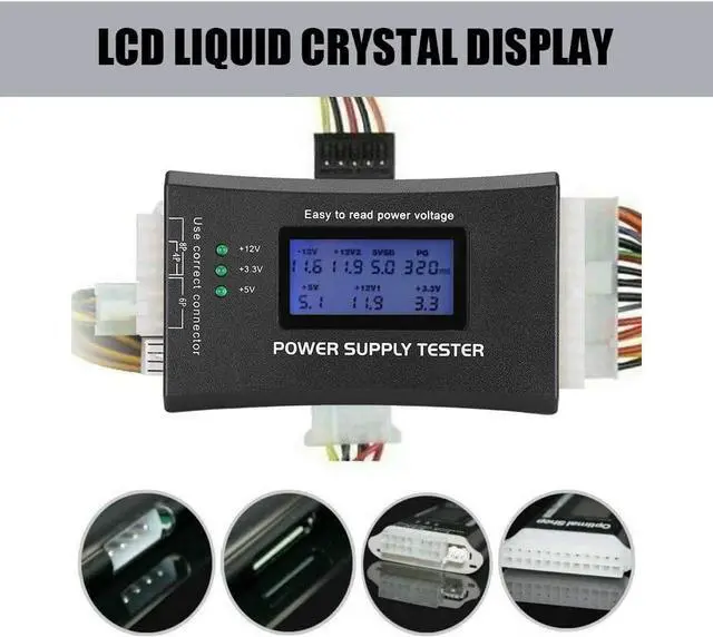 Alt view image 2 of 4 - Digital LCD PC Computer Power Supply Tester 20/24 Pin 4 PSU ATX SATA HDD Testers